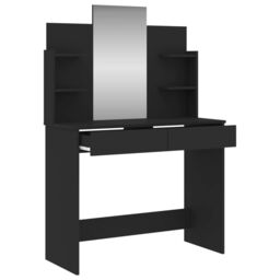 Berkfield Home Dressing Table with Mirror Black 96x39x142 cm - Size: 96 x 39 x 142 cm - thumbnail 5