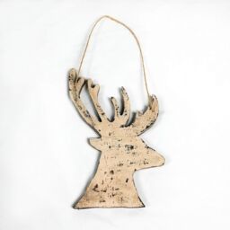 Shatchi Cream Christmas Wooden Hanging Deer Wall Decoration Xmas Home Office Holiday Decorative Centrepiece 26cm - thumbnail 2