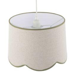Happy Homewares Natural Oatmeal Textured Linen Scallop Lamp Shade with Olive Trims - Size: 12 inches - thumbnail 5