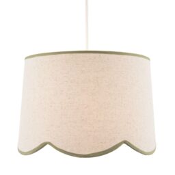 Happy Homewares Natural Oatmeal Textured Linen Scallop Lamp Shade with Olive Trims - Size: 12 inches - thumbnail 3
