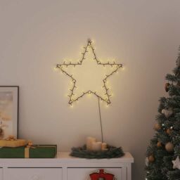 Berkfield Home Christmas Lights Star Silhouette 80 LEDs Warm White in Black - thumbnail 2