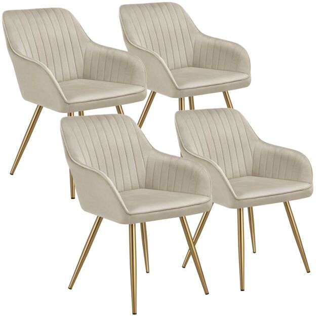 tectake Dining Chair Marilyn Set Of 2 - Cream/Gold in Cream - Size: 2 Pack - image 1