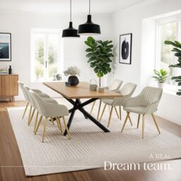 tectake Dining Chair Marilyn Set Of 2 - Cream/Gold in Cream - Size: 2 Pack - thumbnail 8