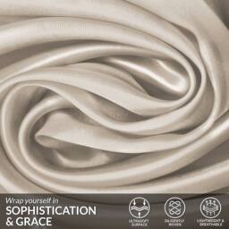 Grace Super Soft Pillow Cases 2 Pack Satin Silk Envelope Closure in Taupe - Size: Standard Pillow Case - thumbnail 5