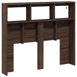 Berkfield Home Headboard Cabinet with LED Brown Oak 120x17x102 cm - Size: 120 x 17 x 102 cm - thumbnail 6