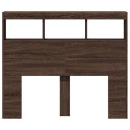 Berkfield Home Headboard Cabinet with LED Brown Oak 120x17x102 cm - Size: 120 x 17 x 102 cm - thumbnail 4