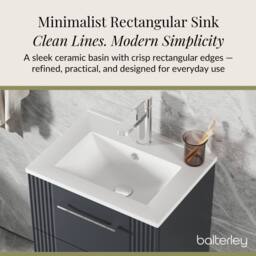 Balterley Wall Hung 2 Drawers Vanity Unit - Minimalist Basin 500mm, Satin Dark Grey - thumbnail 4