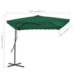 Berkfield Home Outdoor Parasol with Steel Pole 250x250 cm Green - thumbnail 6