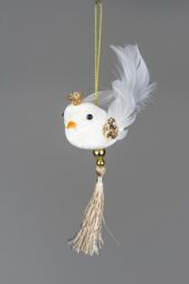 Shatchi Robin White 7x13cm - Christmas Hanging Decoration - Size: 7x13 cm - thumbnail 1