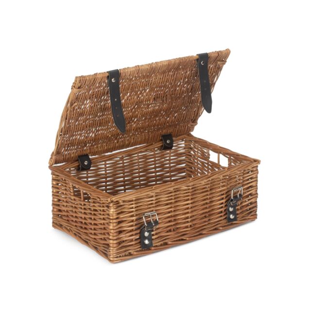 Red Hamper Wicker Double Steamed Unlined 35cm Empty Hamper Basket in Brown - image 1