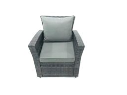 Fimous Outdoor Furniture Garden Dining Set Rattan Corner Sofa Set with 4 Footstools 2 Armchairs in Dark Grey - thumbnail 6