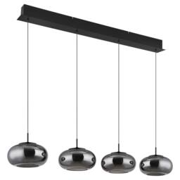 Netlighting Quintara Bar Pendant Matt Black Smoke Glass Shade 4x LED 3000K - thumbnail 2