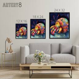 "Artery8 Hermit Crab Colourful Folk Art Framed Canvas Wall Art Print - Size: W12"" x H16""" - thumbnail 4