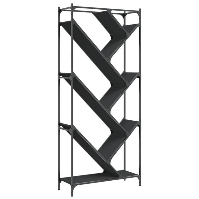 Berkfield Home Bookcase Black 79x30x180 cm Engineered Wood & Metal - Size: 79 x 30 x 180 cm - image 1