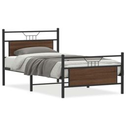 Berkfield Home Bed Frame without Mattress Brown Oak 100x200 cm Engineered Wood - thumbnail 2