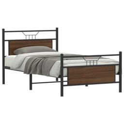 Berkfield Home Bed Frame without Mattress Brown Oak 100x200 cm Engineered Wood - thumbnail 1