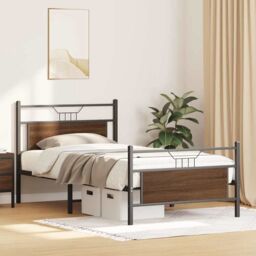 Berkfield Home Bed Frame without Mattress Brown Oak 100x200 cm Engineered Wood - thumbnail 5