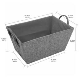 JVL Chroma Rectangular Storage Baskets with Handles in Dark Grey - thumbnail 7