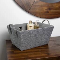 JVL Chroma Rectangular Storage Baskets with Handles in Dark Grey - thumbnail 6