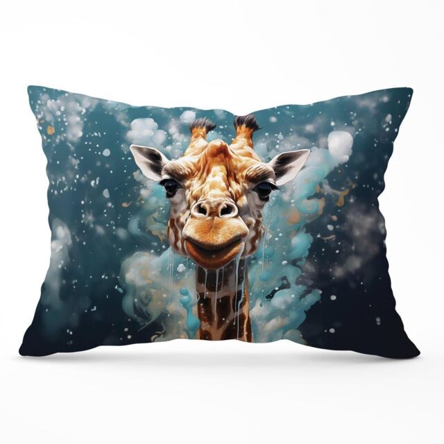 Warren Reed - Designer Splashart Giraffe Face Cushions in Grey - Size: 60 cm x 60 cm - image 1