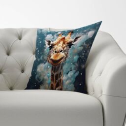 Warren Reed - Designer Splashart Giraffe Face Cushions in Grey - Size: 60 cm x 60 cm - thumbnail 2
