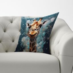 Warren Reed - Designer Splashart Giraffe Face Cushions in Grey - Size: 60 cm x 60 cm - thumbnail 3