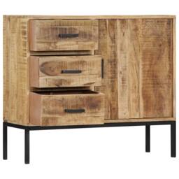 Berkfield Home Sideboard 88x30x71 cm Solid Mango Wood in Brown - Size: 88 x 30 x 71 cm - thumbnail 5