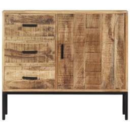 Berkfield Home Sideboard 88x30x71 cm Solid Mango Wood in Brown - Size: 88 x 30 x 71 cm - thumbnail 2