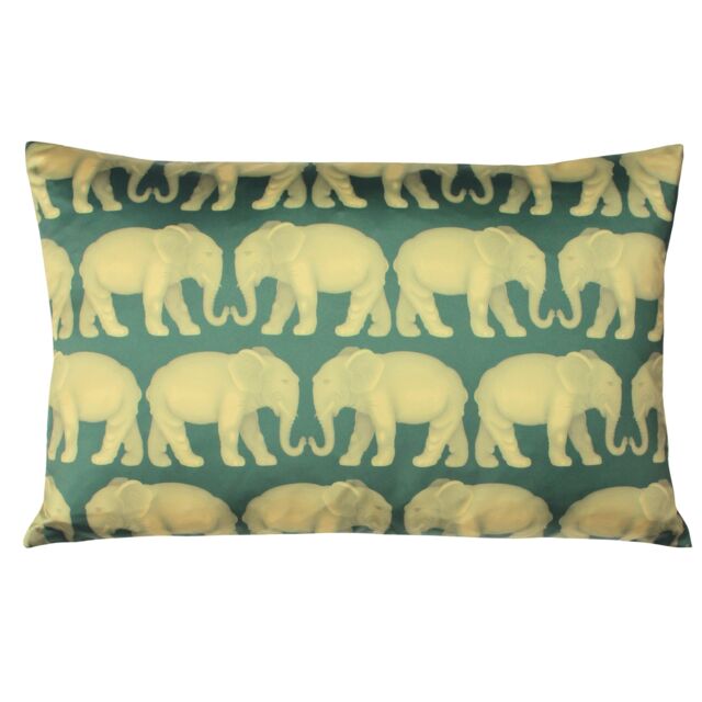 Paoletti Parade Elephant 3D Printed Cushion in Emerald - Size: 40 cm x 60 cm - image 1