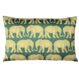Paoletti Parade Elephant 3D Printed Cushion in Emerald - Size: 40 cm x 60 cm - thumbnail 1