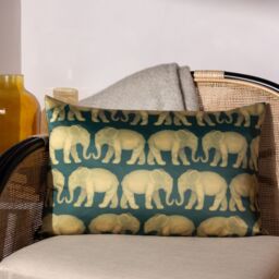 Paoletti Parade Elephant 3D Printed Cushion in Emerald - Size: 40 cm x 60 cm - thumbnail 4