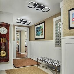 VOGREX Modern Chandelier LED Lamp Black / White Frame Ceiling Light Living Room Lights - thumbnail 8
