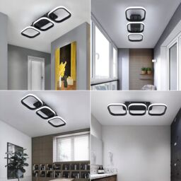 VOGREX Modern Chandelier LED Lamp Black / White Frame Ceiling Light Living Room Lights - thumbnail 7