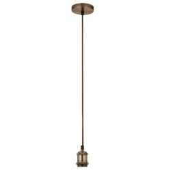 CGC Lighting 'Cassie' Antique Brass 1.5m Adjustable E27 Ceiling Suspension Cable Pendant & Matching Ceiling Rose in Bronze - thumbnail 2