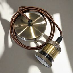 CGC Lighting 'Cassie' Antique Brass 1.5m Adjustable E27 Ceiling Suspension Cable Pendant & Matching Ceiling Rose in Bronze - thumbnail 8