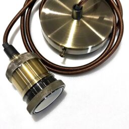 CGC Lighting 'Cassie' Antique Brass 1.5m Adjustable E27 Ceiling Suspension Cable Pendant & Matching Ceiling Rose in Bronze - thumbnail 5