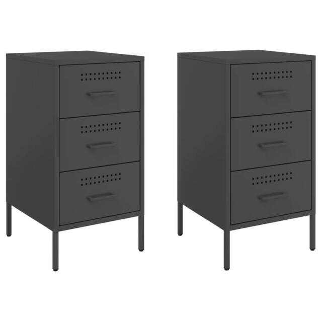 Berkfield Home Bedside Cabinets 2 pcs Black 36x39x68 cm Steel - Size: 36 x 39 x 68 cm - image 1