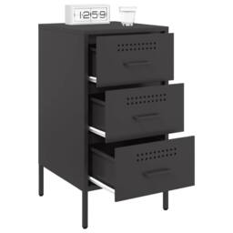 Berkfield Home Bedside Cabinets 2 pcs Black 36x39x68 cm Steel - Size: 36 x 39 x 68 cm - thumbnail 4