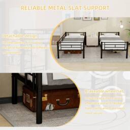 Direct Wicker Reinforced Metal Bunk Bed with Iron Art for Dorm & Children in Black - Size: Double - thumbnail 5