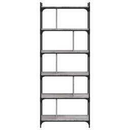Berkfield Home Decorative Bookcase 6-Tier Grey Sonoma 76x32x192 cm Engineered Wood - Size: 76 x 32 x 192 cm - thumbnail 4