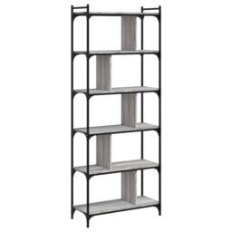 Berkfield Home Decorative Bookcase 6-Tier Grey Sonoma 76x32x192 cm Engineered Wood - Size: 76 x 32 x 192 cm - thumbnail 6
