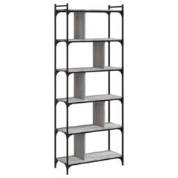 Berkfield Home Decorative Bookcase 6-Tier Grey Sonoma 76x32x192 cm Engineered Wood - Size: 76 x 32 x 192 cm - thumbnail 3