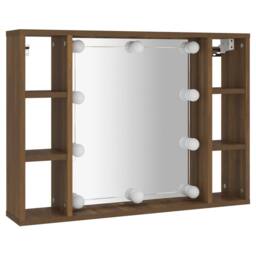 Berkfield Home Mirror Cabinet with LED Brown Oak 76x15x55 cm - Size: 76 x 15 x 55 cm - thumbnail 1