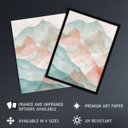 "Artery8 Abstract Mont Blanc Mountain Hills Watercolour Framed Art Print - Size: W12"" x H16""" - thumbnail 2