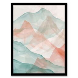 "Artery8 Abstract Mont Blanc Mountain Hills Watercolour Framed Art Print - Size: W12"" x H16""" - thumbnail 1