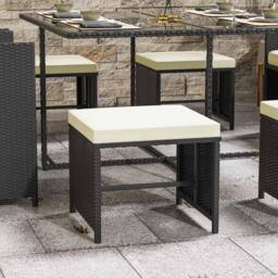Gartistgo 9 Piece Rattan Garden Dining Set with Table, Chairs & Footstools in Black - thumbnail 4