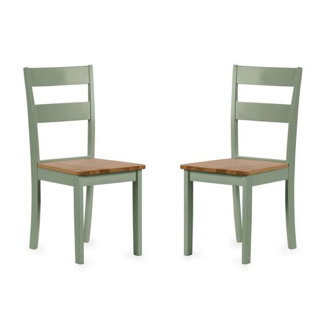 Cheshire Westbury Elegant Sage Green & Natural Dining Chairs - Set of 2 - image 1