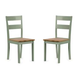 Cheshire Westbury Elegant Sage Green & Natural Dining Chairs - Set of 2 - thumbnail 1