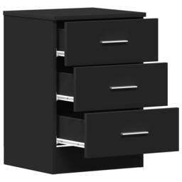 Berkfield Home Elegant Bedside Cabinets 2 pcs Black 38x35x56 cm Engineered Wood - Size: 38 x 35 x 56 cm - thumbnail 5