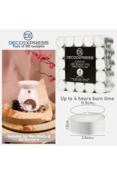 Deco Express Unscented White Colour Tealight Candle 4 Hours Pack of 100 - thumbnail 6